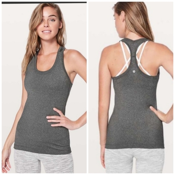 Lululemon Cool Racerback tank top Heathered Black size 4/6 - Picture 1 of 10